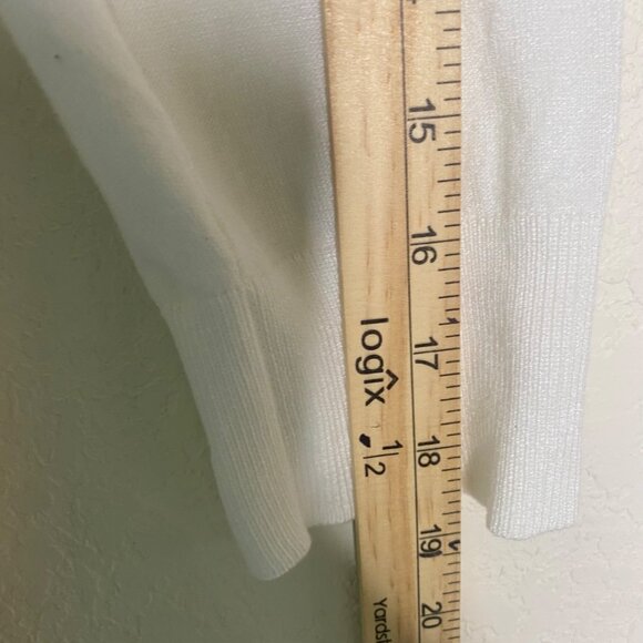 NWT$29 Roz & Ali Button-Up Cardigan Sweater Womens L White 3/4 Sleeves Lightweig - Picture 9 of 10